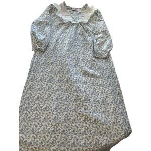 After Hours Flannel Nightgown Floral Eyelet Trim Size 1x Grandma CottageCore